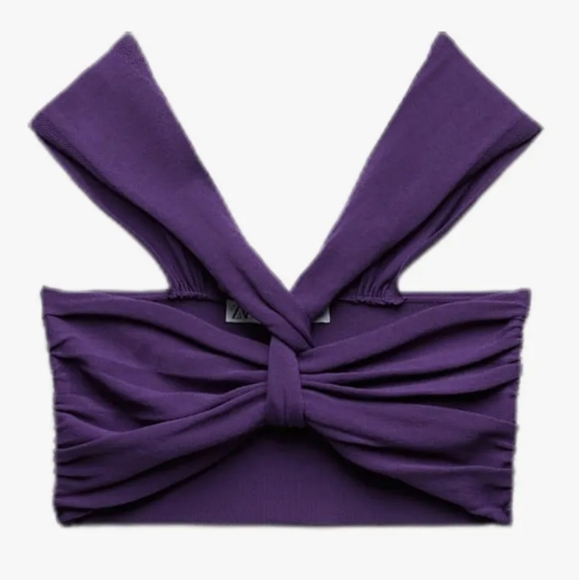 Zara Knitted Knit Halter Top Purple Medium 2488/104/611 - Picture 2 of 8